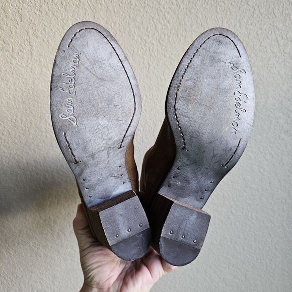 Sam Edelman Farrell Suede Ankle Boots Womens Size 6.5 Heel brown Bootie Fall - Picture 5 of 7